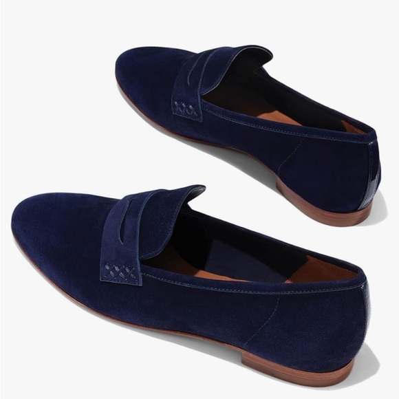Margaux Penny Suede Navy Deep Blue Loafers | New | 41W - Picture 3 of 13
